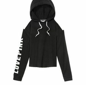Victoria's Secret pink cold shoulder hood sweater
